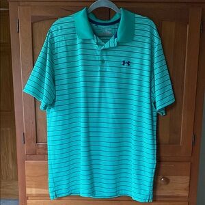 Under Armour Men's Green Striped Polo Shirt